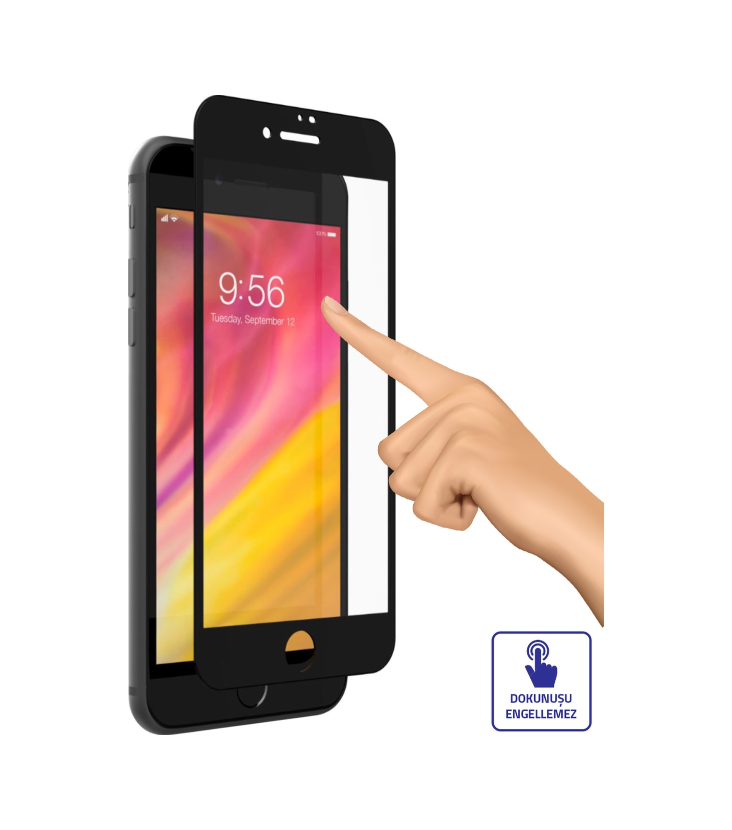 Bufalo Apple Uyumlu   iPhone 7 / 8 Ekran Koruyucu Seramik Mat Nano 9D Tam Kaplama Siyah