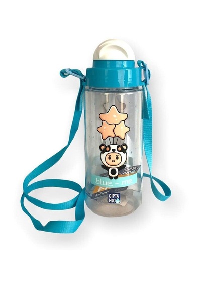 Gıpta Açık Mavi Blue-me Tritan Desenli Pipetli Matara 500 Ml Bpa Free Askılı Suluk