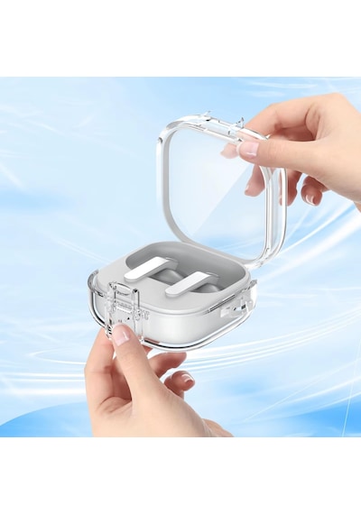Samsung Galaxy Buds 4 / Buds 4 Pro Uyumlu Şeffaf Premium Kulaklık Kılıfı Güvenlik Kilidi Mekanizmalı, Darbe Emici Tpu Malzeme Şeffaf Siyah