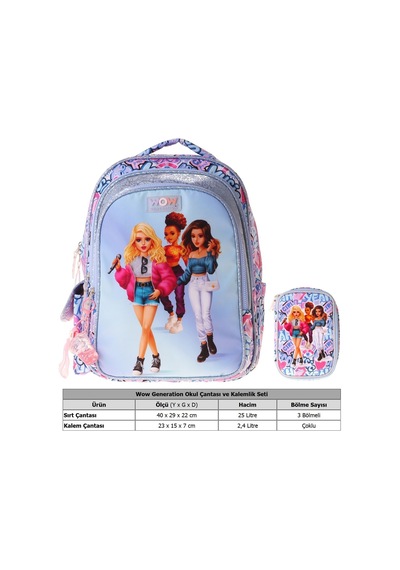 Wow Generation Music Kız Çocuk Lila İlkokul Okul Çantası Ve Kalemlik Seti - Setwg-w6044c Çok Renkli