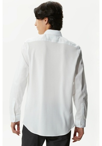Lacoste Mens Slim Fit White Shirt Dar Kesim Pamuklu Erkek Gömlek Beyaz