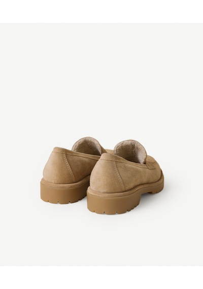 Yargıcı Kürklü Süet Loafer 26kkay4045x 209 Koyu Bej