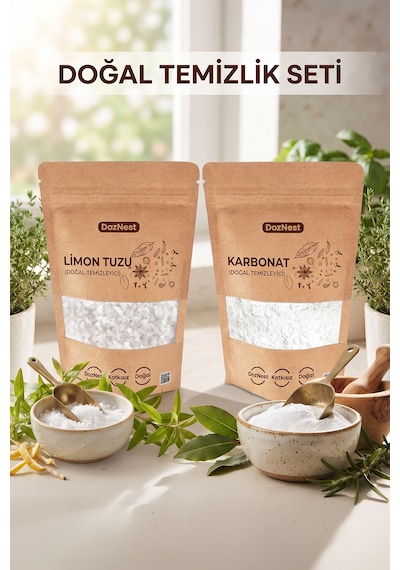 Doznest Doğal Temizlik Seti: Karbonat 1 Kg Ve Limon Tuzu 1 Kg