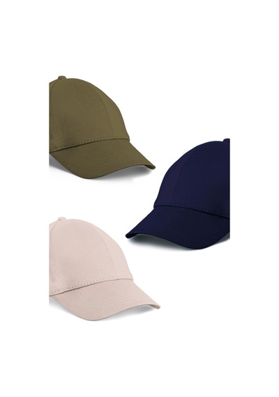 Unisex 3'lü Set Haki,taş Ve Lacivert Renk Beyzbol Şapka - Unisex Çok Renkli