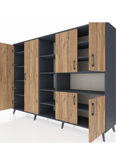 Hyperion Dolap 13 Raflı 6 Kapaklı 220x44x163 Antrasit-çam/antrasit Atlas Çam/antrasıt - Antrasıt Hyperion Dolap 13 Raflı 6 Kapaklı 220x44x163 Antrasit-çam/antrasit Atlas Çam/antrasıt - Antrasıt