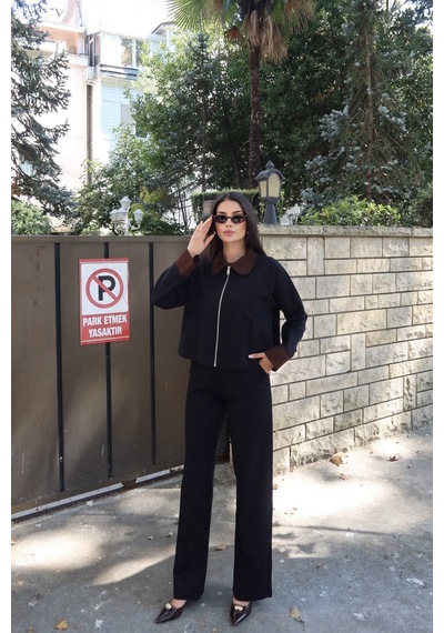 Kechi Woman Gabardin Kumaş Pantolon Siyah