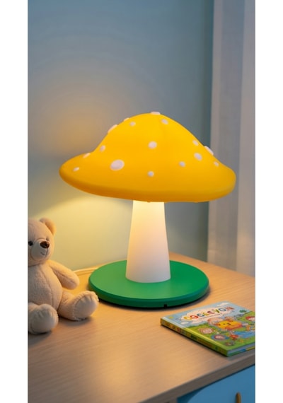Dekoratif Mantar Gece Lambası - 3d Tasarım Estetik Oda Dekoru - Hediyelik Masa Lambası Mood Light Sarı