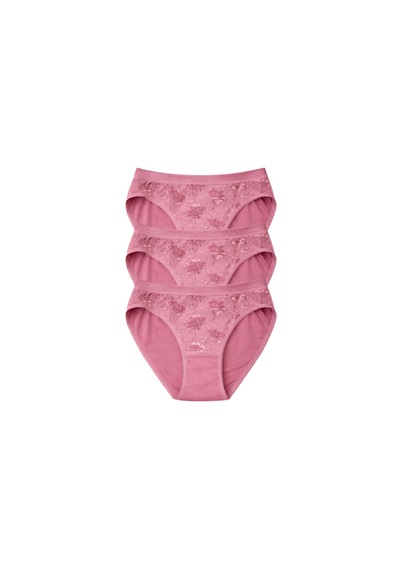 Tutku Kadın Pamuklu Slip Külot 3'lü Set Rahat Kesim Günlük Pembe