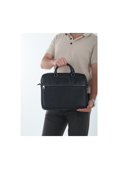Erzeno Hakiki Deri Laptop & Evrak Çantası - Siyah Unisex İş Çantası Siyah - 761747751 Siyah