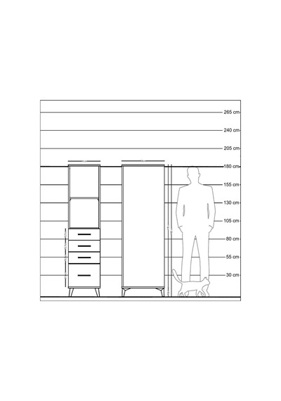 Kronos Dolap 2 Raflı 4 Çekmeceli 44x59x182 Antrasit-çam Antrasit