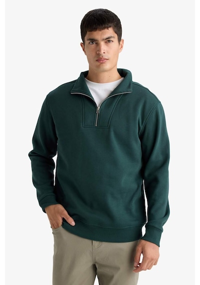 Defacto Regular Fit Yarım Balıkçı Yaka Fermuarlı Kalın Sweatshirt F4136ax25augn536 Yeşil