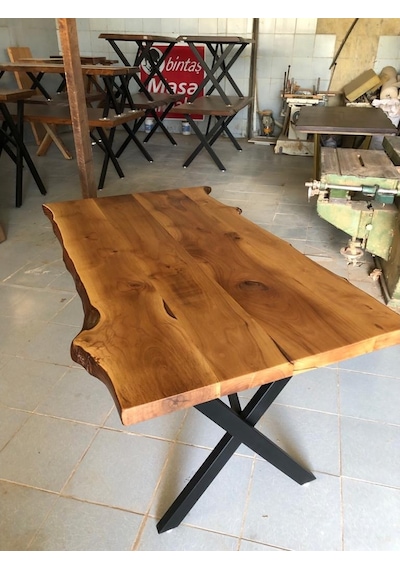 Bintaşmobilya Doğal Ceviz Ağacı Kütük Masa 150X85.Cm
