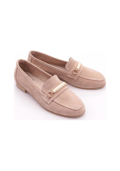 Dgn 3772 Kadin Tokali Loafer Ayakkabi Bej Süet