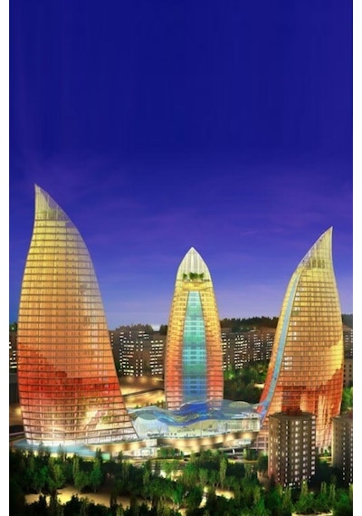 Azerbaycan Flame Towers Oval Magnet