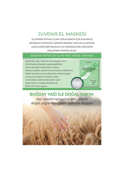 Juvenis Buğday Yağlı Kuru Ciltler İçin Nemlendirici El Maskesi 18 G