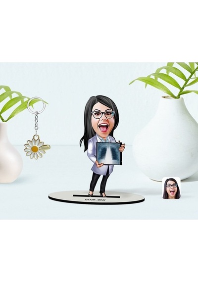 Kişiye Özel Kadın Radyolojist Karikatürlü 3D Ahşap Biblo Ve Isiml (473843241)
