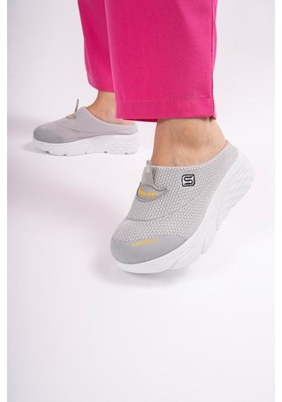 Sandal Spor S0001-0278 Kadın Dolgu Taban Ortopedik File Sabo Terlik Gri Siyah