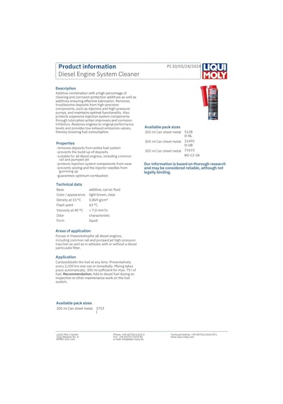 Liqui Moly Dizel Motor Temizleyicisi 300 Ml Otomotiv Bakım Ürünü