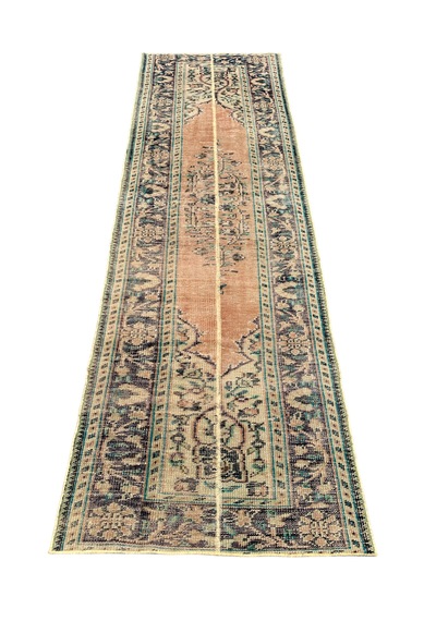 Patchwork Eskitme Halı 90x280 Turuncu %100 Yün Vintage Yolluk Turuncu