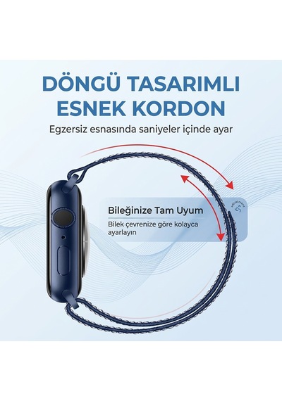 Caseonn Apple Watch Uyumlu Ultra Kordon Dikişli Spor Cırtlı Kumaş Kayış Siyah