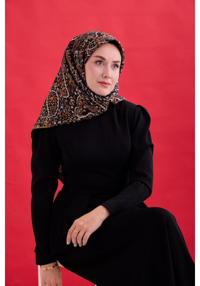 Silk Home Twill İpek Eşarp 11478-06 Siyah, Kına Yeşili, Somon, Taba, Gri, Taş