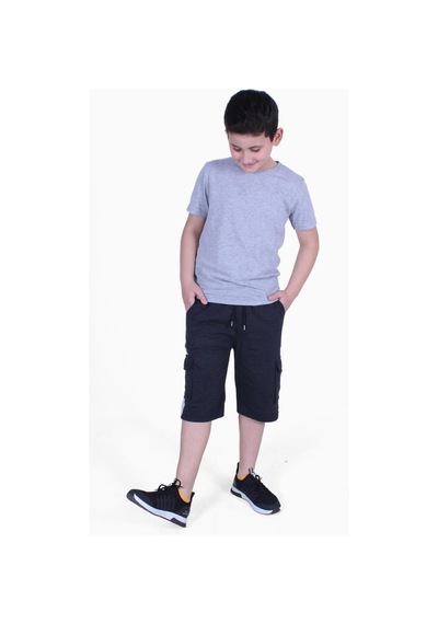 Fyk Kids Düz Model Erkek Çocuk Tişört-kapri Alt Üst Takım Gri