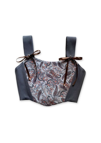 L'aura Corset Paisley Desenli Çift Taraflı Bayan Korse Büstiyer Çok Renkli