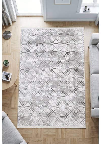Vista %100 Akrilik Yumuşak Dokulu Modern Salon Oturma Odası Halısı Gri 92-98