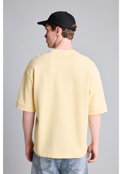 Defacto Loose Fit Bisiklet Yaka Kısa Kollu Ağır Kumaş Basic Sarı Tişört B4844ax26auyl252 Sarı-yl252