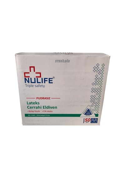 Nulife Pudrasız Lateks Cerrahi Eldiven 50 Çift 7.5