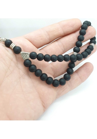 Sertifikalı Doğal Taş Mat Oniks Taşı 8 Mm Tesbih