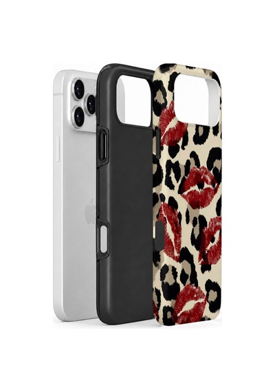 Velvoria Valestra Leopar Ruj İzleri Apple iPhone Uyumlu 17 Pro Darbe Korumalı Kılıf Valestra Select - Leopar Ruj İzleri