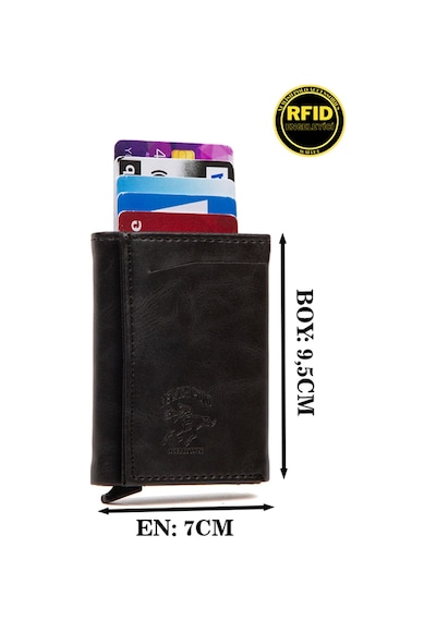 Newish Polo Erkek Mekanizmalı Kartlık Cüzdan Ve Portföy Clutch Günlük El Çantası New174 Siyah - Siyah