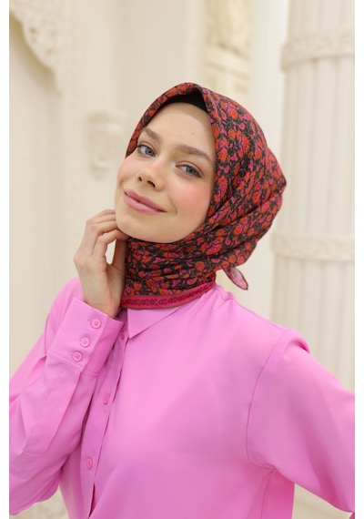 Silk Home Soft Eşarp 73077-27 Siyah, Pembe, Vizon, Mercan