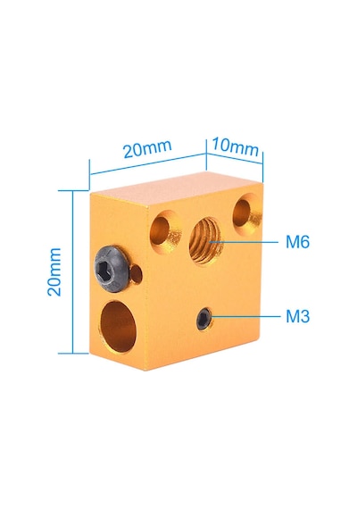 Koodmax 3d Yazıcı Cr10 Isıtıcı Blok Mk7/mk8 Baskı Kafası Bakır Renk Alüminyum Blok