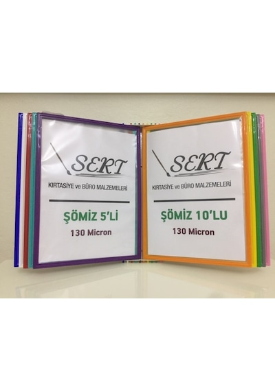 Şömiz Duvar Tipi 10'lu Evrak Tutucu 10 Renk 130 Micron Poşet+Aparat