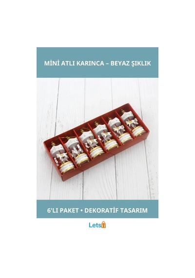 Dekoratif Beyaz Mini Atlı Karınca 6'lı Şık Hediye 1 Adet