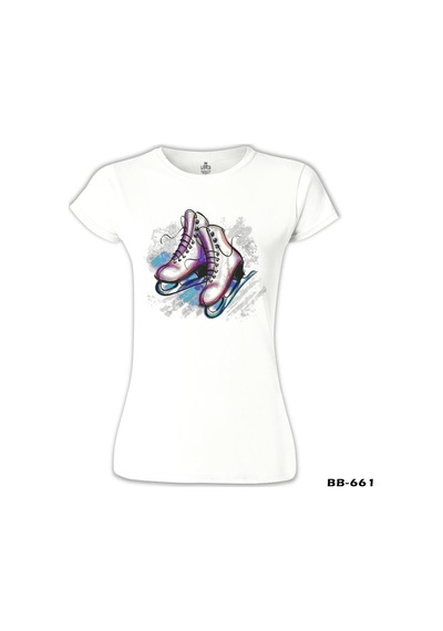 Buz Pateni Beyaz Kadın Tshirt 001