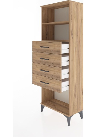Arges Dolap 2 Raflı 4 Çekmeceli 60x30x163 Çam-çam Atlas Çam