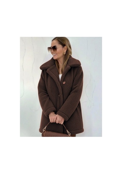 Butik İstanbul Kadın Uzun Kollu Yakalı Önden Düğmeli Welsoft Kaban Kahve