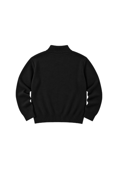 Battalmoda Erkek Büyük Beden Siyah Hattush Fermuarlı Dik Yaka Triko Kazak 3xl-4xl-5xl-6xl