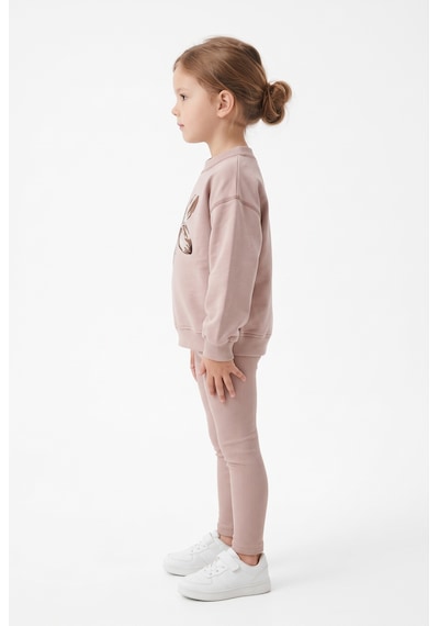 Toontoy Kids Toontoy Kız Çocuk Baskılı Karyoka Dikişli Sweatshirt Bej