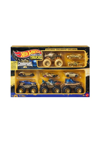 Hot Wheels Monster Trucks Bigfoot Trophy Şampiyonları Araçlar Pak Çok Renkli