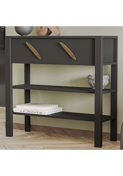 İnarch Dizayn Henric 90 Cm Tek Kapaklı Modern Dresuar Raflı Konsol & Antre Dolabı Antrasit