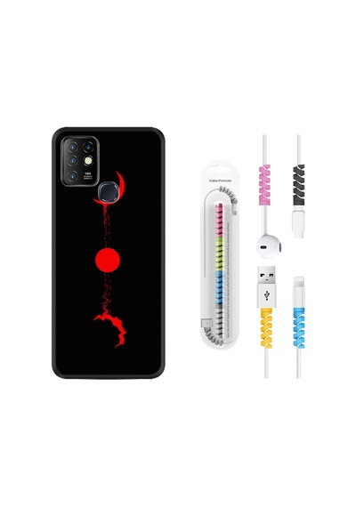 Infinix Hot 9 Kılıf Kablo Koruyuculu Red Moon 1710