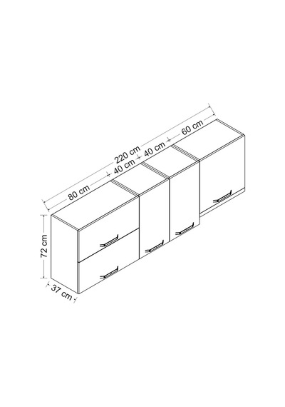 Minar 220 Cm Mutfak Dolabı Beyaz 220-B8-Üst Modül Beyaz