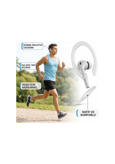 Silikon Kulaklık Kancası 2 Li Set Saplı Bluetooth Kulaklıklar İçin Düşme Önleyici Esnek Kulak Askısı, Spor Ve Günlük Kullanım Beyaz Beyaz