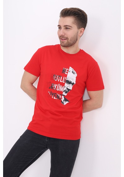 Toontoy Unisex Baskılı Tişört Kırmızı