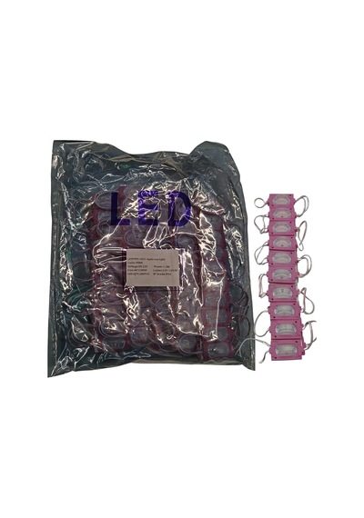 100 Adet 12 Volt 1.2 Watt Dar Açılı Tek Lensli Pembe Led Modül Ip65 1 Paket