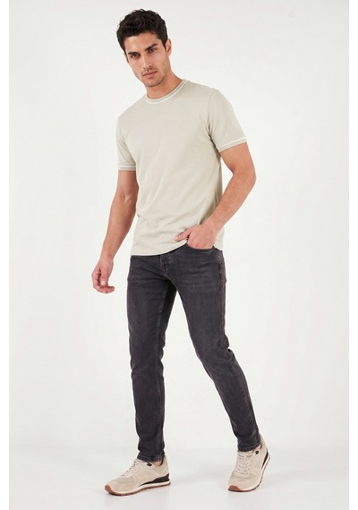 Buratti Pamuklu Bisiklet Yaka Kontrast Şeritli T Shirt Erkek T Shirt 5904034 Taş